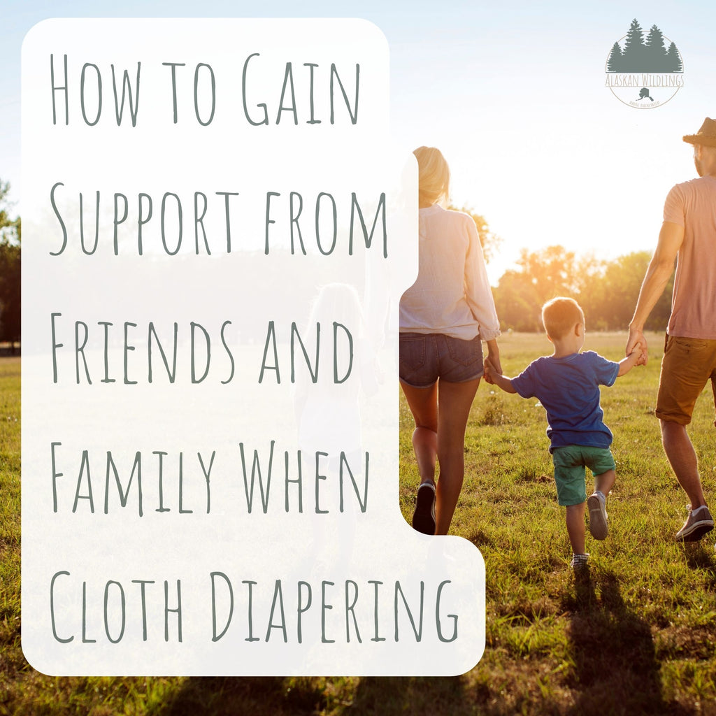 Family walking to the sunset with the text "How to Gain Support From Friends and Family When Cloth Diapering."