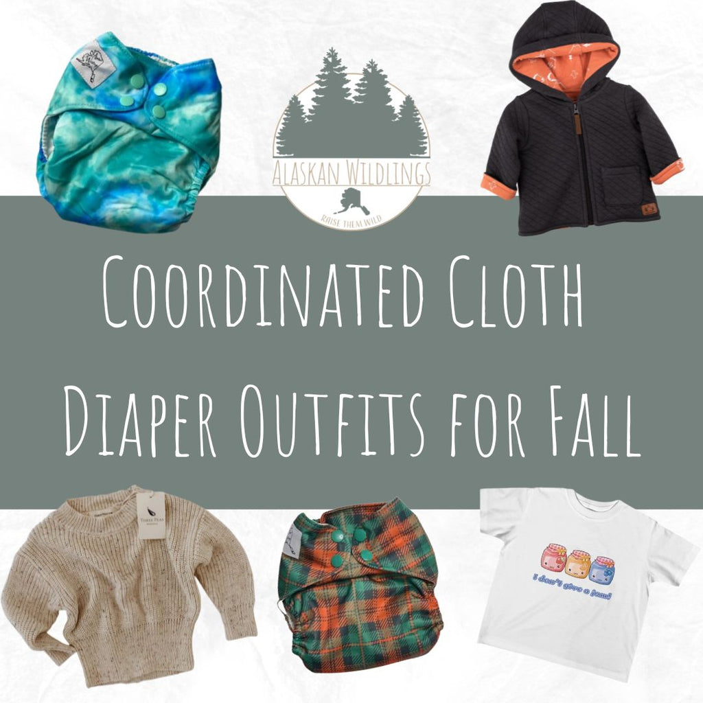Clothing and cloth diapers in a collage around the blog title