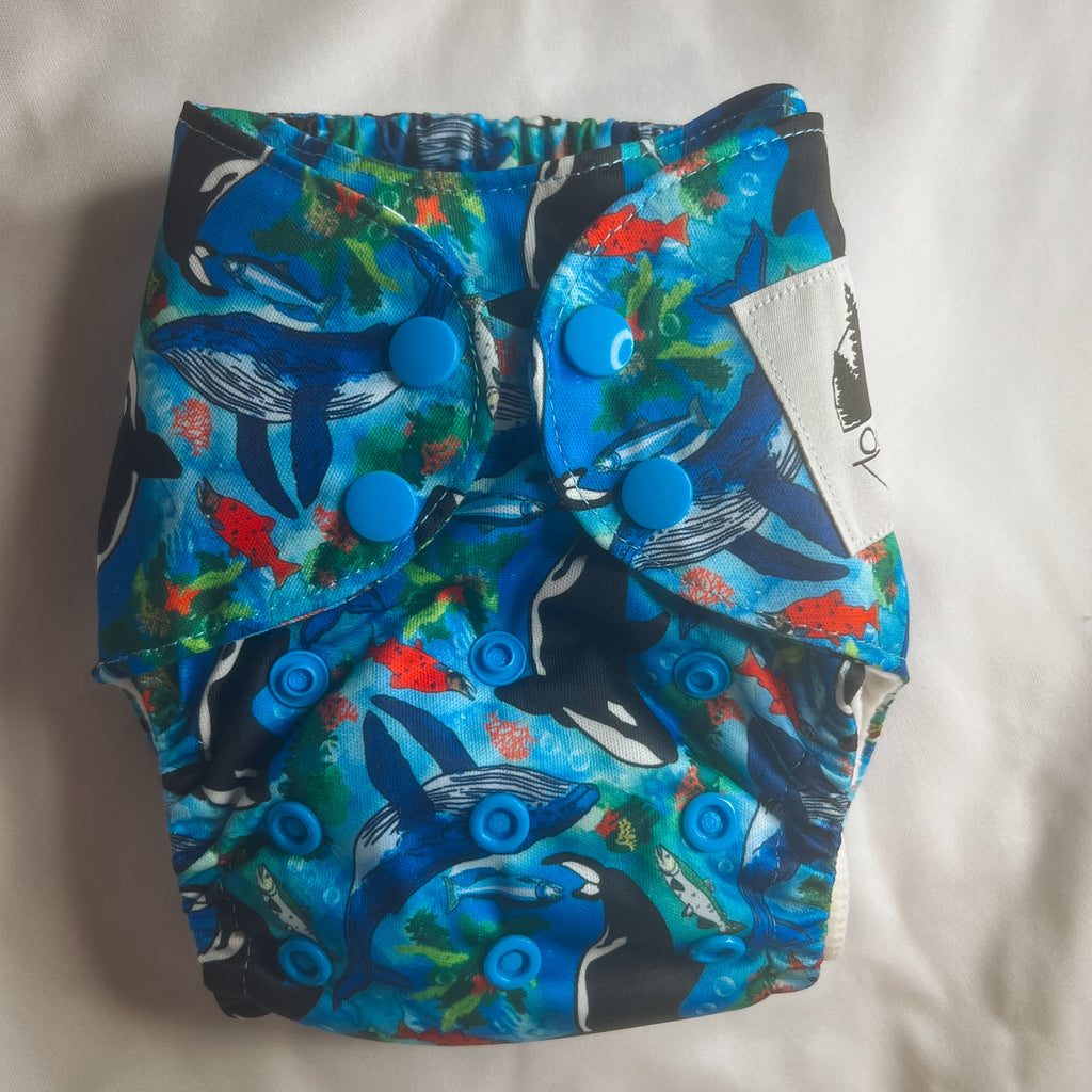 newborn cloth diaper with Whales 