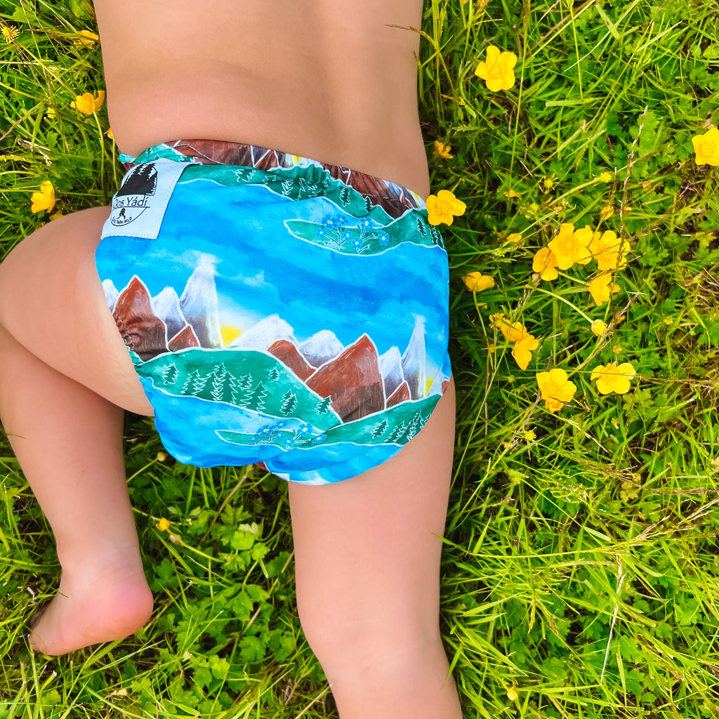 A child wearing reusable diaper
