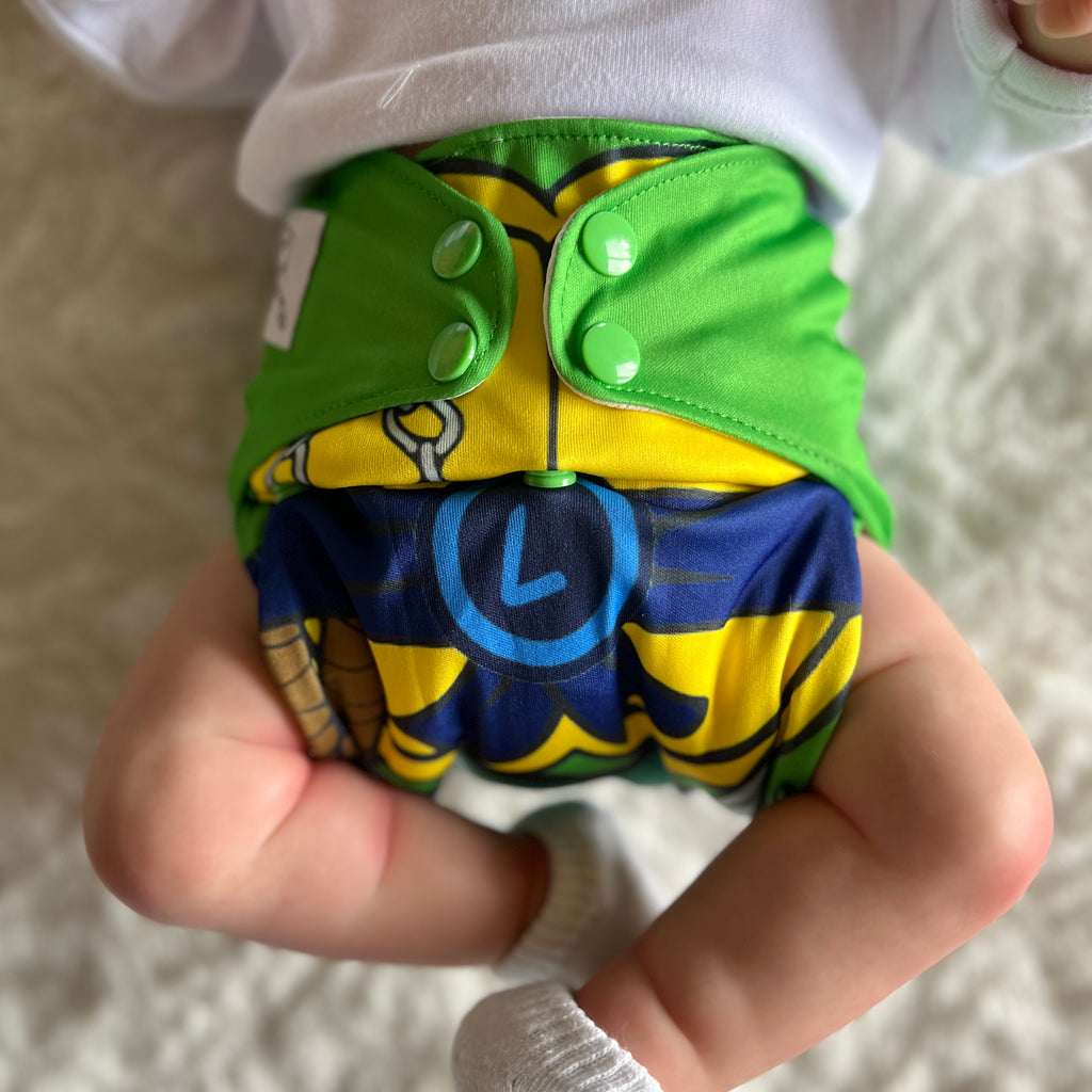 turtle Cloth Diaper | Cloth Diaper Pocket | Modern Cloth Diaper | Athletic Wicking Jersey Interior