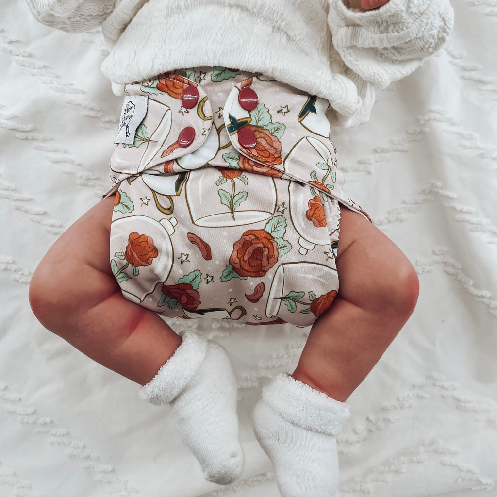 Enchanted Flower cloth diaper | Cloth Diaper Pocket | Athletic Wicking Jersey Interior