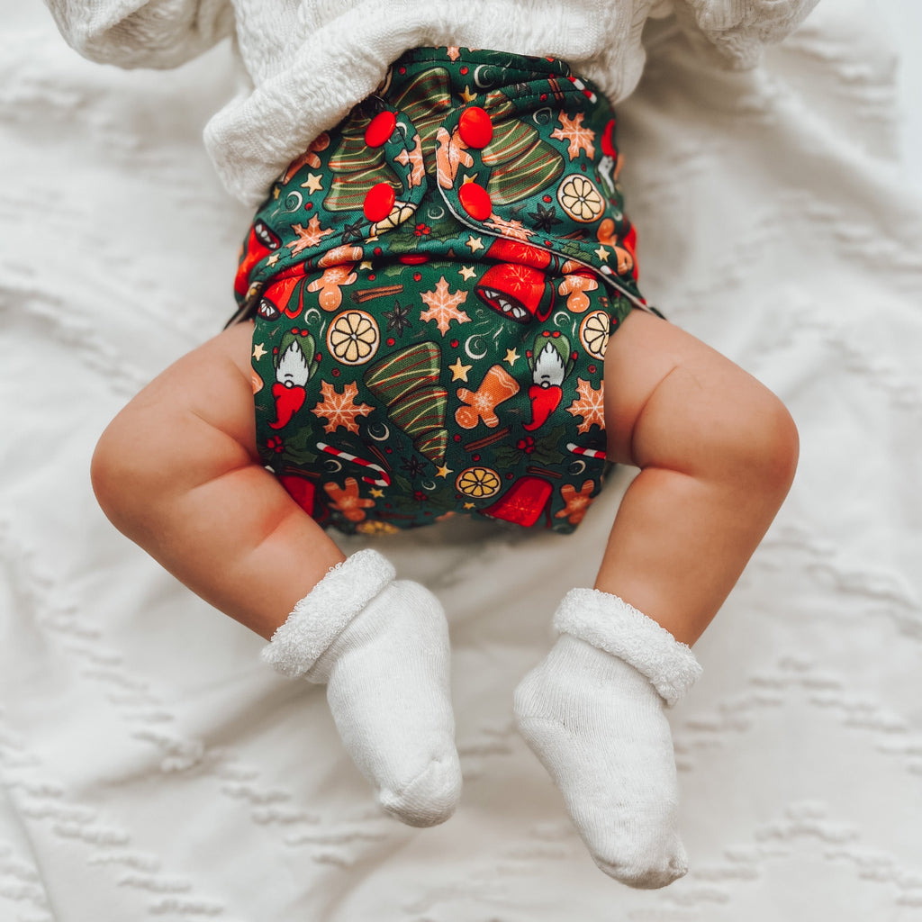 Christmas treats  cloth diaper | Cloth Diaper Pocket | Athletic Wicking Jersey Interior